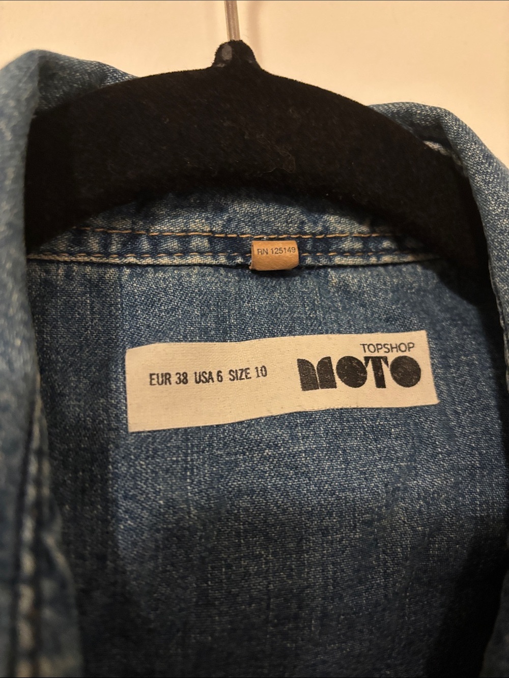 Topshop Distressed Denim Button-Up - Picture 2 of 4